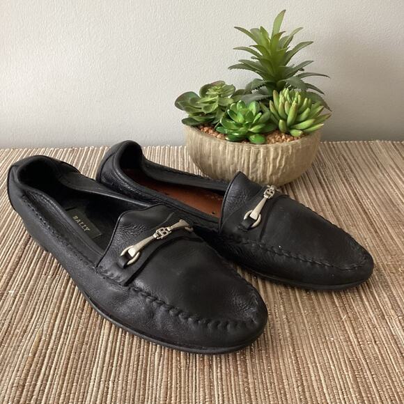 BALLY Men’s Black Leather Loafer Dress Shoes - 10 - Picture 2 of 6
